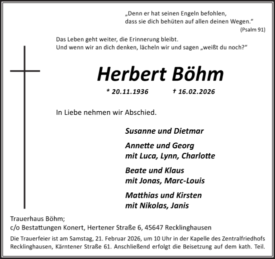 Traueranzeige von Herbert Böhm von Trauer Vest