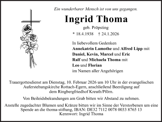 Traueranzeige von Ingrid Thoma von Ruhr Nachrichten