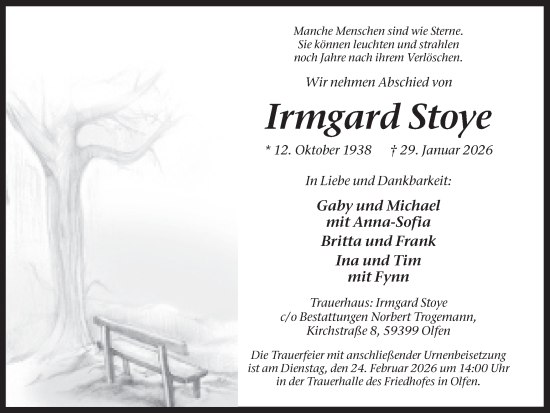 Traueranzeige von Irmgard Stoye von Ruhr Nachrichten