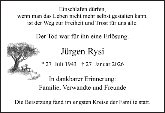 Traueranzeige von Jürgen Rysi von Ruhr Nachrichten