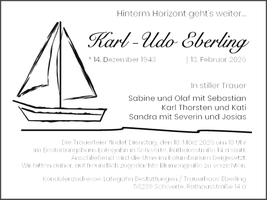 Traueranzeige von Karl-Udo Eberling von Ruhr Nachrichten