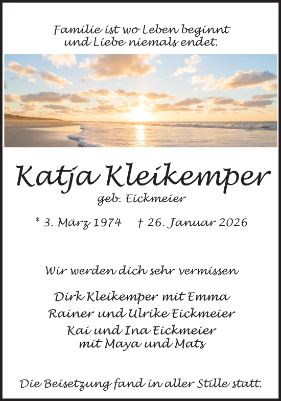 Traueranzeige von Katja Kleikemper von Ruhr Nachrichten