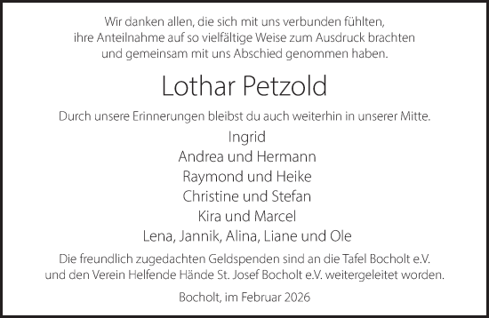 Traueranzeige von Lothar Petzold 