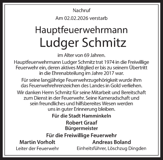 Traueranzeige von Ludger Schmitz 