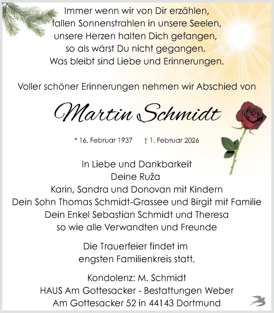 Traueranzeige von Martin Schmidt von Ruhr Nachrichten