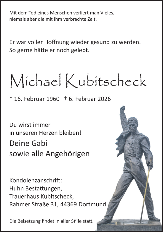 Traueranzeige von Michael Kubitscheck von Ruhr Nachrichten