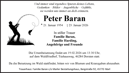 Traueranzeige von Peter Baran von Ruhr Nachrichten und Dorstener Zeitung