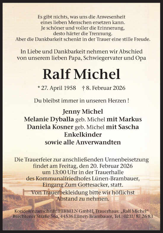Traueranzeige von Ralf Michel von Lüner Anzeiger