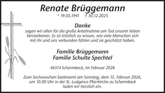 Traueranzeige von Renate Brüggemann von Ruhr Nachrichten und Dorstener Zeitung