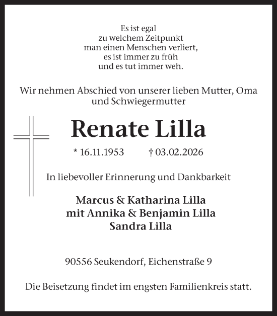 Traueranzeige von Renate Lilla von Ruhr Nachrichten