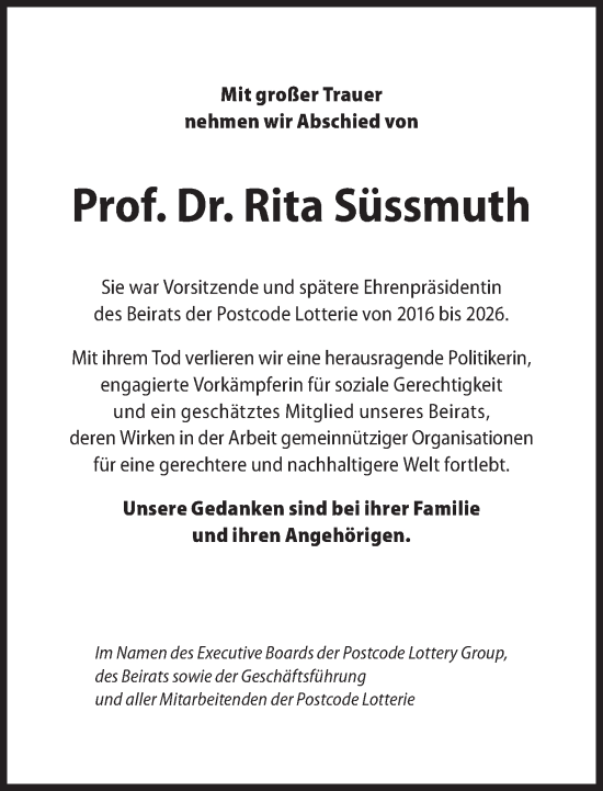 Traueranzeige von Rita Süssmuth 