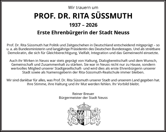 Traueranzeige von Rita Süssmuth 