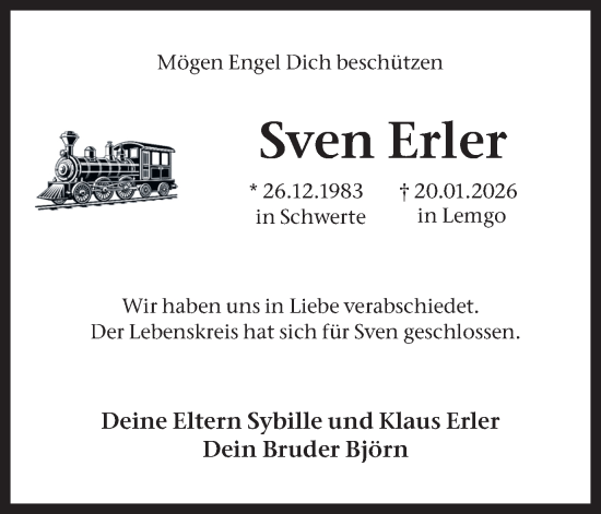 Traueranzeige von Sven Erler von Hellweger Anzeiger