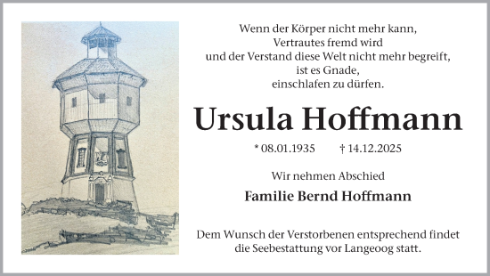 Traueranzeige von Ursula Hoffmann von Ruhr Nachrichten