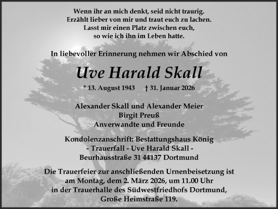 Traueranzeige von Uve Harald Skall von Ruhr Nachrichten