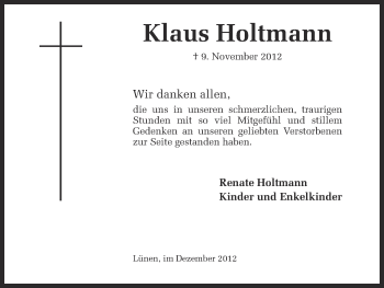 Traueranzeige von Klaus Holtmann von Ruhr Nachrichten