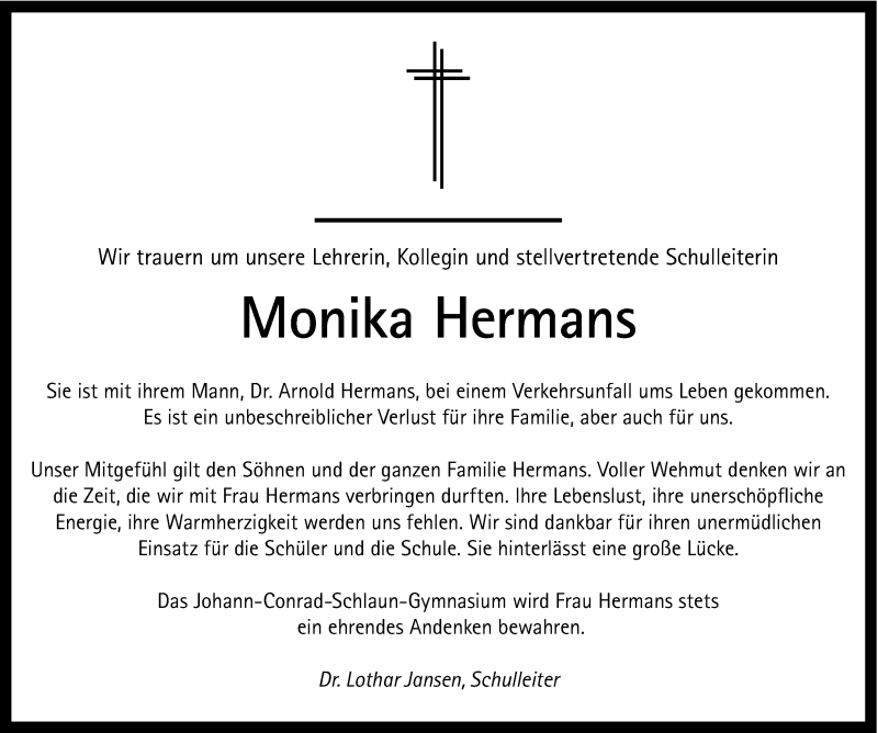  Traueranzeige für Arnold und Monika Hermans vom 09.01.2013 aus Münstersche Zeitung und Münsterland Zeitung