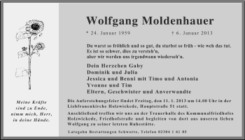 Traueranzeige von Wolfgang Moldenhauer von Ruhr Nachrichten