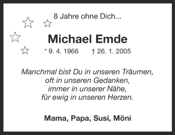 Traueranzeige von Michael Emde von Ruhr Nachrichten