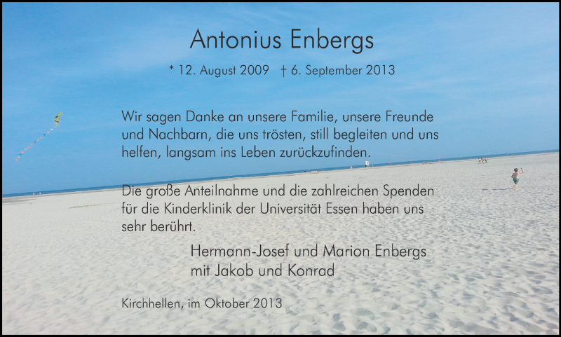  Traueranzeige für Antonius Enbergs vom 26.10.2013 aus Ruhr Nachrichten und Dorstener Zeitung