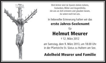 Traueranzeige von Helmut Meurer von Ruhr Nachrichten und Halterner Zeitung