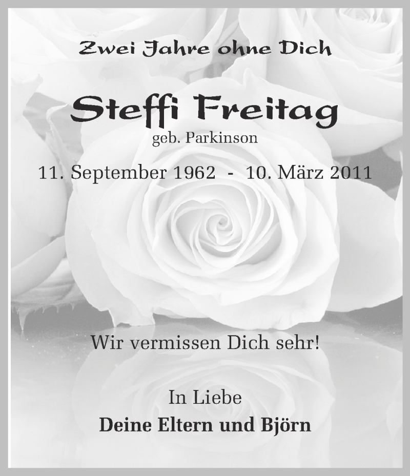  Traueranzeige für Steffi Freitag vom 09.03.2013 aus Ruhr Nachrichten