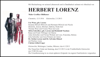 Traueranzeige von Herbert Lorenz von Ruhr Nachrichten