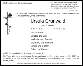 Traueranzeige von Ursula Grunwald von Ruhr Nachrichten