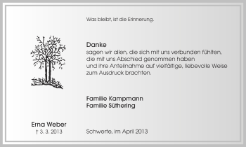 Traueranzeige von Erna Weber von Ruhr Nachrichten