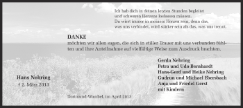 Traueranzeige von Hans Nehring von Ruhr Nachrichten