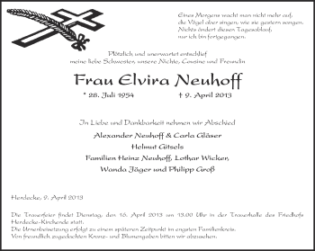 Traueranzeige von Elvira Neuhoff von Ruhr Nachrichten