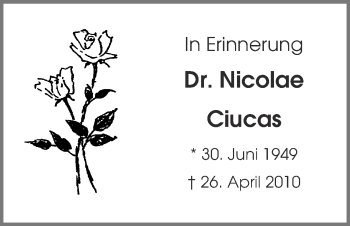 Traueranzeige von Nicolae Ciucas von Ruhr Nachrichten