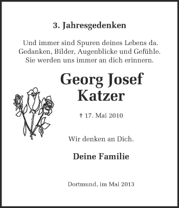 Traueranzeige von Georg Josef Katzer von Ruhr Nachrichten