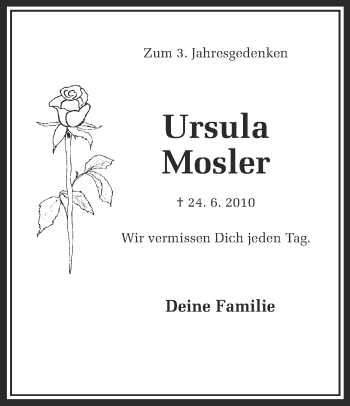 Traueranzeige von Ursula Mosler von Ruhr Nachrichten