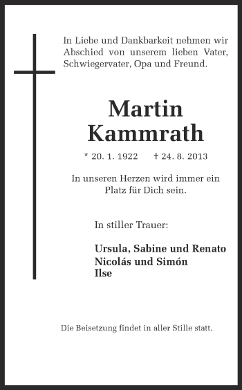 Traueranzeige von Martin Kammrath von Ruhr Nachrichten