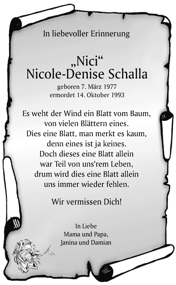  Traueranzeige für Nicole-Denise Schalla vom 14.10.2014 aus Ruhr Nachrichten
