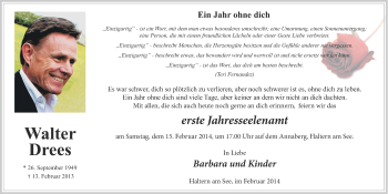 Traueranzeige von Walter Drees von Ruhr Nachrichten und Halterner Zeitung