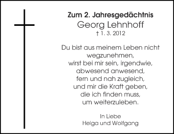 Traueranzeige von Georg Lehnhoff von Ruhr Nachrichten