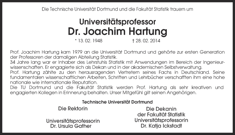  Traueranzeige für Joachim Hartung vom 07.03.2014 aus Ruhr Nachrichten
