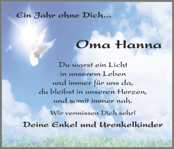 Traueranzeige von Johanna Fiehe von Ruhr Nachrichten und Halterner Zeitung