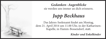 Traueranzeige von Jupp Beckhaus von Ruhr Nachrichten und Halterner Zeitung