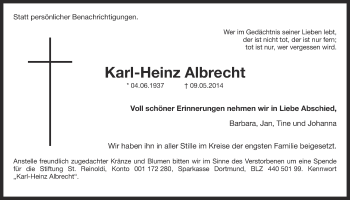 Traueranzeige von Karl-Heinz Albrecht von Ruhr Nachrichten