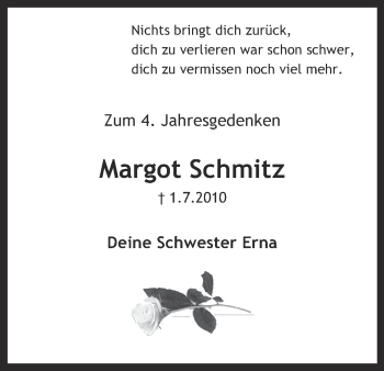 Traueranzeige von Margot Schmitz von Ruhr Nachrichten