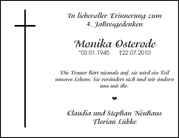 Traueranzeige von Monika Osterode von Ruhr Nachrichten