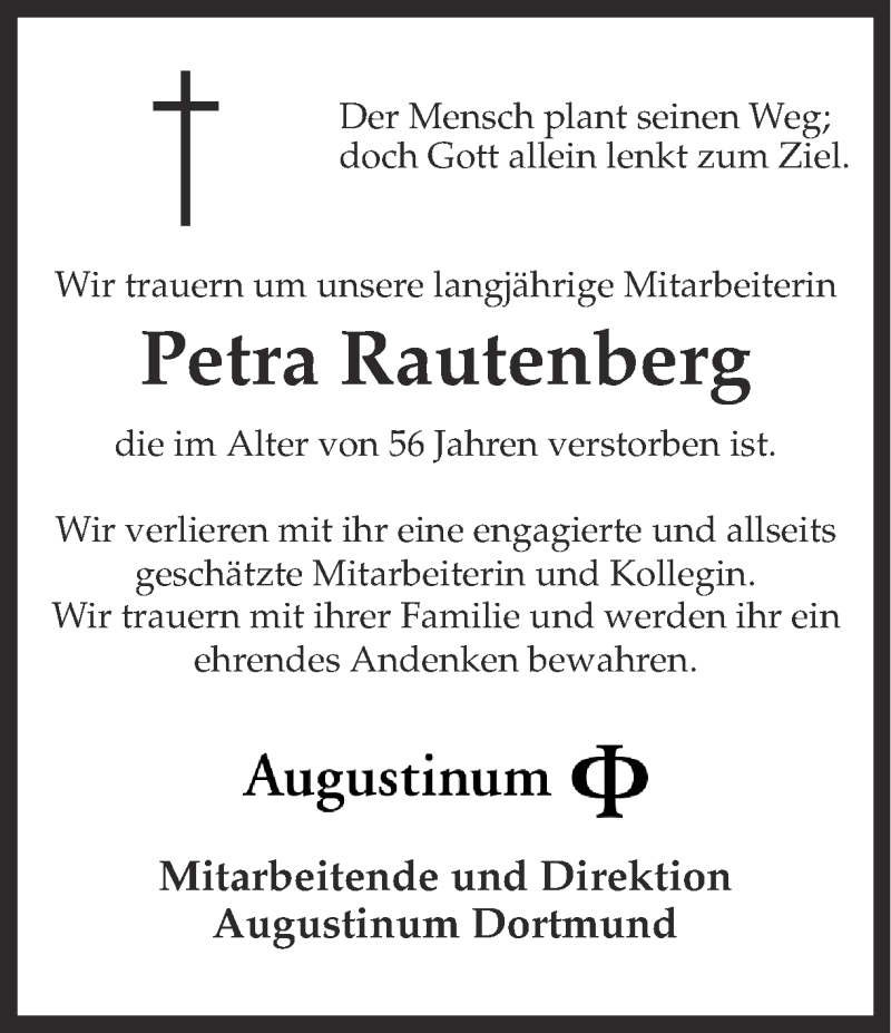  Traueranzeige für Petra Rautenberg vom 21.01.2015 aus Ruhr Nachrichten