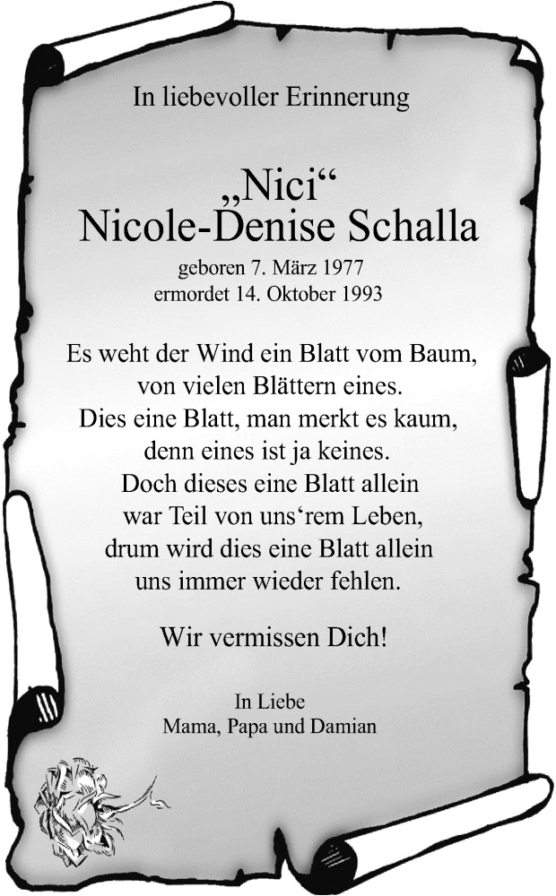  Traueranzeige für Nicole-Denise Schalla vom 14.10.2015 aus Ruhr Nachrichten