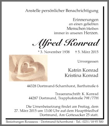 Traueranzeige von Alfred Konrad von Ruhr Nachrichten