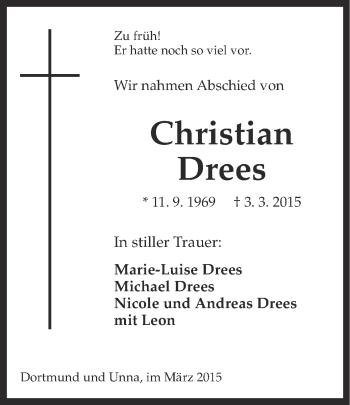 Traueranzeige von Christian Drees von Ruhr Nachrichten