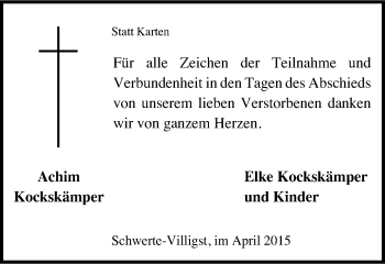 Traueranzeige von Achim Kockskämper von Ruhr Nachrichten