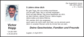 Traueranzeige von Victor Hopp von Münstersche Zeitung und Münsterland Zeitung